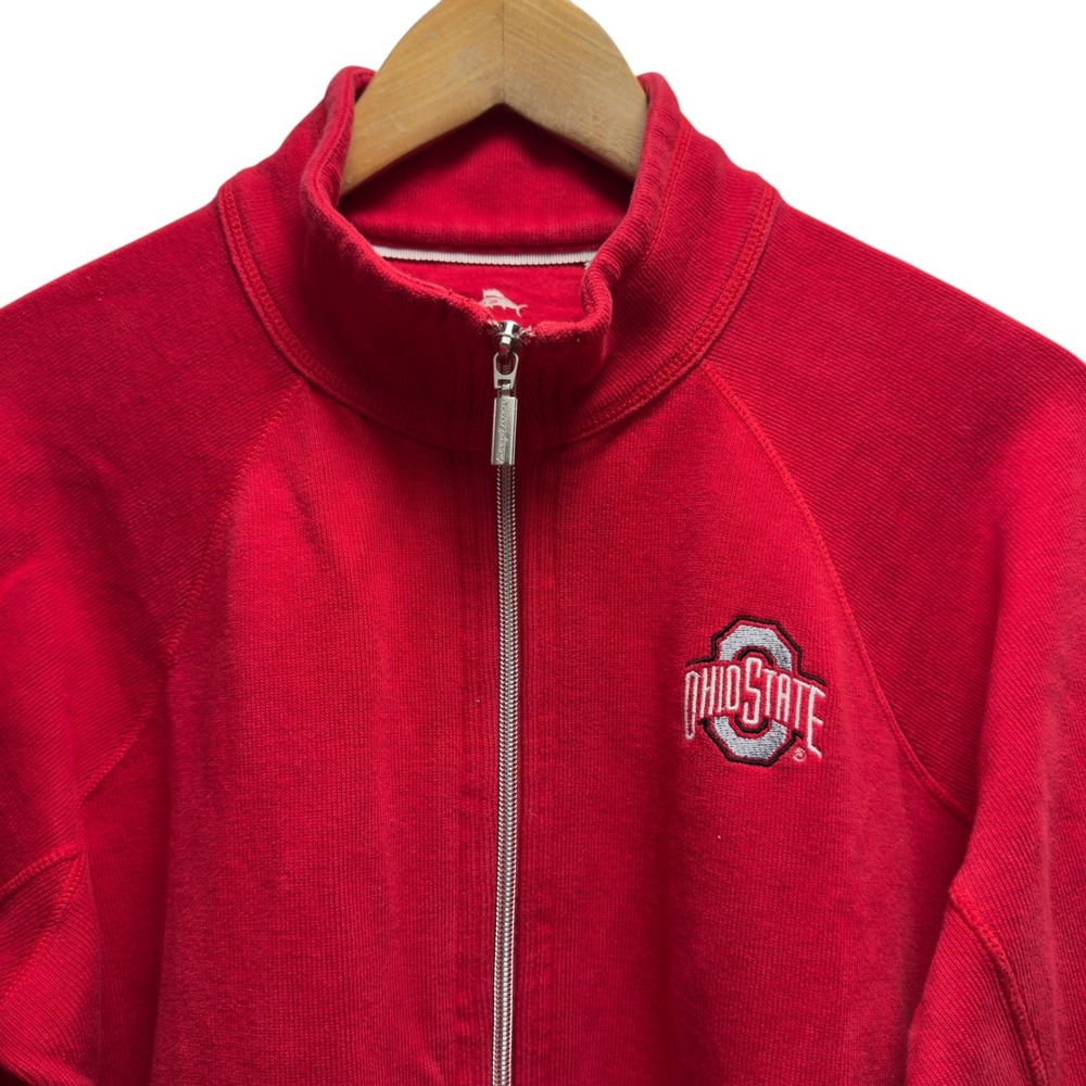 Tommy Bahama Womens Sz XL Red Full Zip Sweatshirt Ohio State University Buckeyes